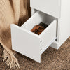 SoBuy FBT149-WN Comodino Sottile con 2 Cassetti e Ripiano - Tavolino da Notte Bianco 20x35x60 cm