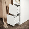 SoBuy FBT149-WN Comodino Sottile con 2 Cassetti e Ripiano - Tavolino da Notte Bianco 20x35x60 cm