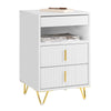 Sobuy FBT168-W нощно шкафче, нощно шкафче с 3 чекмеджета и рафт, модерна маса за спалня и хол, бял L40 x P40 x A63 cm