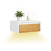 Predhodna sol SoBuy FHK38-W Lebdeča stenska polica s predalom in LED osvetlitvijo s senzorjem gibanja, za spalnico, vhod in dnevno sobo, na baterije, Š60 × G20 × V8 cm, bela