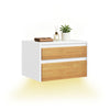 Pre-sale SoBuy FHK38-W Floating Wall Shelf with Drawer & LED Lighting with Motion Sensor, for Bedroom, Entrance & Living Room, Battery Operated, W60 × D20 × H8 cm, White