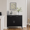 SoBuy Credenza isola cucina nera con piano in acciaio 107x46x94cm FKW108-SCH