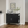 SoBuy Credenza isola cucina nera con piano in acciaio 107x46x94cm FKW108-SCH