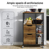 SoBuy FKW111-PF Carrello per Cucina con 4 Ruote e Cassetti - Mobile Industriale Salvaspazio Marrone 89x53x37cm per Piccoli Spazi