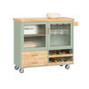 SoBuy FKW114-GR Carrello da Cucina con Ruote Isola Cucina con Piano di Lavoro in Legno Carrello Salvaspazio per Sala da Pranzo Verde e Naturale 109 × 40 × 92 cm
