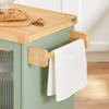 SoBuy FKW114-GR Carrello da Cucina con Ruote Isola Cucina con Piano di Lavoro in Legno Carrello Salvaspazio per Sala da Pranzo Verde e Naturale 109 × 40 × 92 cm
