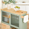 SoBuy FKW114-GR Carrello da Cucina con Ruote Isola Cucina con Piano di Lavoro in Legno Carrello Salvaspazio per Sala da Pranzo Verde e Naturale 109 × 40 × 92 cm