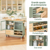 SoBuy FKW114-GR Carrello da Cucina con Ruote Isola Cucina con Piano di Lavoro in Legno Carrello Salvaspazio per Sala da Pranzo Verde e Naturale 109 × 40 × 92 cm
