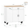 SoBuy FKW126-WN Carrello da Cucina su Ruote, Isola da Cucina, Carrello di Servizio, Mobile Buffet con Armadietto, 2 Cassetti, 2 Ante, Porta Strofinaccio, 105x46x92 cm