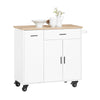 SoBuy FKW126-WN Carrello da Cucina su Ruote, Isola da Cucina, Carrello di Servizio, Mobile Buffet con Armadietto, 2 Cassetti, 2 Ante, Porta Strofinaccio, 105x46x92 cm