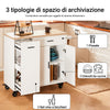 SoBuy FKW126-WN Carrello da Cucina su Ruote, Isola da Cucina, Carrello di Servizio, Mobile Buffet con Armadietto, 2 Cassetti, 2 Ante, Porta Strofinaccio, 105x46x92 cm