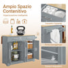 SoBuy FKW129-HG, Νησί κουζίνας με πτυσσόμενο επάνω μέρος και κρυφούς τροχούς 115x68,7x91 cm | Καρότσι κουζίνας με 2 συρτάρια, ρυθμιζόμενα ράφια και κρεμάστρα για πετσέτες, 98 κιλά, MDF/PB, για κουζίνα και βεράντα