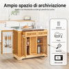 SoBuy FKW130-N Isola Cucina su Ruote con Piano di Lavoro Estendibile, Mobiletto Salvaspazio, Carrello da Cucina con Ruote, con Due Cassetti e Ripiano Regolabile Naturale 107x(46–71) x92,5 cm