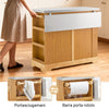SoBuy FKW130-N Isola Cucina su Ruote con Piano di Lavoro Estendibile, Mobiletto Salvaspazio, Carrello da Cucina con Ruote, con Due Cassetti e Ripiano Regolabile Naturale 107x(46–71) x92,5 cm