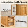 SoBuy FKW130-N Isola Cucina su Ruote con Piano di Lavoro Estendibile, Mobiletto Salvaspazio, Carrello da Cucina con Ruote, con Due Cassetti e Ripiano Regolabile Naturale 107x(46–71) x92,5 cm
