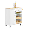 SoBuy FKW131-WN Carrello da Cucina con Ruote, Isola da Cucina con Piano di Lavoro in Legno di Gomma, Mobile Cucina Salvaspazio, Carrello Cucina con Cassetti 92x42x87 cm Bianco
