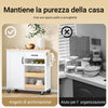 SoBuy FKW131-WN Carrello da Cucina con Ruote, Isola da Cucina con Piano di Lavoro in Legno di Gomma, Mobile Cucina Salvaspazio, Carrello Cucina con Cassetti 92x42x87 cm Bianco