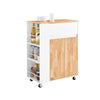 SoBuy FKW132-WN Carrello da Cucina con Ruote, Isola da Cucina con Piano di Lavoro in Legno di Gomma, Mobile Cucina Salvaspazio, Carrello Cucina con Cassetti 70x40x90 cm Bianco