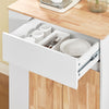 SoBuy FKW132-WN Carrello da Cucina con Ruote, Isola da Cucina con Piano di Lavoro in Legno di Gomma, Mobile Cucina Salvaspazio, Carrello Cucina con Cassetti 70x40x90 cm Bianco