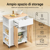 SoBuy FKW132-WN Carrello da Cucina con Ruote, Isola da Cucina con Piano di Lavoro in Legno di Gomma, Mobile Cucina Salvaspazio, Carrello Cucina con Cassetti 70x40x90 cm Bianco