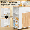 SoBuy FKW132-WN Carrello da Cucina con Ruote, Isola da Cucina con Piano di Lavoro in Legno di Gomma, Mobile Cucina Salvaspazio, Carrello Cucina con Cassetti 70x40x90 cm Bianco