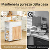 SoBuy FKW132-WN Carrello da Cucina con Ruote, Isola da Cucina con Piano di Lavoro in Legno di Gomma, Mobile Cucina Salvaspazio, Carrello Cucina con Cassetti 70x40x90 cm Bianco