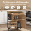 Sobuy FKW134-N Mobile Kitchen Salvaspazio с количка за количка с чекмеджета и портаботи, покриващ шкаф Крепс кухня за кухня или реколта трапезария Marrone 67x88x37cm