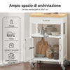 SoBuy FKW22-WN Carrello cucina salvaspazio con piano di lavoro – Mobile cucina con ruote, ideale come mobiletto cucina, credenza compatta o mobile microonde – Disponibile in Bianco 60x92x45cm