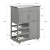 SoBuy FKW45-HG Mobile Cucina Salvaspazio con Ruote Carrello Cucina con Cassetti e Portabottiglie, Mobiletto Credenza credenza cucina per Cucina o Sala da Pranzo, Grigio Chiaro 67x86x38cm