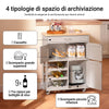 SoBuy FKW45-KA Carrello portaoggetti da Cucina Credenza con 1 cassetto, 2 armadietti e 2 portabottiglie, Piano in legno di Hevea, Colore Cachi, 67x38x87cm