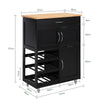 SoBuy FKW45-SCH Mobile Cucina Salvaspazio con Ruote Carrello Cucina con Cassetti e Portabottiglie, Mobiletto Credenza credenza cucina per Cucina o Sala da Pranzo, Nero 67x38x86cm