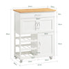 SoBuy FKW45-WN Mobile Cucina Salvaspazio con Ruote Carrello Cucina con Cassetti e Portabottiglie, Mobiletto Credenza credenza cucina per Cucina o Sala da Pranzo, Bianco 67x86x38cm