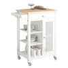 SoBuy FKW46-II-WN Carrello cucina con cassetti Credenza cucina con ruote moderno Mobiletto cucina salvaspazio piano lavoro in legno L67.5*P40*A87 cm bianco