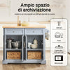 SoBuy FKW71-II-HG Carrello Cucina con Ruote, Isola Cucina con Piano di Lavoro Estensibile, 2 Cassetti e Ripiani Regolabili Mobile Salvaspazio per Mobili da Cucina, Grigio, 115 x 46-71 x 92 cm