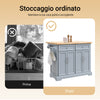 SoBuy FKW71-II-HG Carrello Cucina con Ruote, Isola Cucina con Piano di Lavoro Estensibile, 2 Cassetti e Ripiani Regolabili Mobile Salvaspazio per Mobili da Cucina, Grigio, 115 x 46-71 x 92 cm