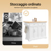 SoBuy FKW71-II-WN Carrello Cucina con Ruote, Isola Cucina con Piano di Lavoro Estensibile, 2 Cassetti e Ripiani Regolabili Mobile Salvaspazio per Mobili da Cucina, Bianco, 115 x (46-71) x 92 cm