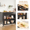 SoBuy FKW74-SCH Mobile Cucina Salvaspazio Carrello Cucina con Ruote Credenza Cucina Mobiletto Cucina Dispensa Isola Cucina Mobile Cucina con Cassetti Piano in Legno Nero 98x94x58 cm