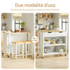 SoBuy FKW74-WN Mobile Cucina Salvaspazio Carrello Cucina con Ruote Credenza Cucina Mobiletto Cucina Dispensa Isola Cucina Mobile Cucina con Cassetti Piano in Legno Bianco-Naturale 98x94x58 cm