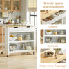 SoBuy FKW74-WN Mobile Cucina Salvaspazio Carrello Cucina con Ruote Credenza Cucina Mobiletto Cucina Dispensa Isola Cucina Mobile Cucina con Cassetti Piano in Legno Bianco-Naturale 98x94x58 cm