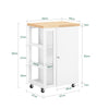 SoBuy FKW75-WN mobile cucina salvaspazio con ruote – Carrello da cucina compatto con credenza bassa e piano di lavoro – Madia cucina con anta singola e ripiano laterale, 60x92x45cm, bianco