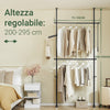 Sobuy FRG109-II-SCH телескопични закачалки, здрава стойка за закачалка, отворен гардероб регулируем с закачалки за закачалки за спалня, гардероб, черен
