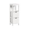 SoBuy FRG127-W Mobile Bagno Cassettiera – Mobiletto Stretto con 2 Cestini – Armadietto Salvaspazio per Piccoli Bagni e WC, Mobiletto Bagno in Legno, Bianco, 30x89x30 cm