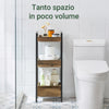 SoBuy FRG226-F Mobiletto Bagno Salvaspazio con 3 Ripiani Robusti – Mobile Bagno Stretto in MDF fino a 30kg, Armadietto Bagno color legno per piccoli bagni 28x20x74cm