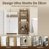 SoBuy FRG226-F Dulap de baie cu economie de spațiu cu 3 rafturi robuste - Dulap de baie îngust MDF de până la 30 kg, Dulap de baie de culoarea lemnului pentru băi mici 28x20x74cm