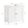 SoBuy FRG237-II-W - Mobile Sottolavello con Anta a Lamelle e Mensole Regolabili, Antimuffa, MDF, Bianco, 60x58x35 cm
