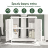 SoBuy FRG237-II-W - Mobile Sottolavello con Anta a Lamelle e Mensole Regolabili, Antimuffa, MDF, Bianco, 60x58x35 cm