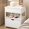 SoBuy FRG258-II-W Bedroom Bedside Table - Bedside Table with 2 Drawers and 1 Shelf, Living Room Coffee Table - Modern Chest of Drawers L45 x D38 x H55 cm White