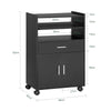 SoBuy FSB09-SCH Carrello Cucina con Ruote e Piano Estraibile per Microonde - Mobiletto con Cassetto, Ripiani e Ante, nero Salvaspazio 92x59x40cm