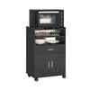 SoBuy FSB09-SCH Carrello Cucina con Ruote e Piano Estraibile per Microonde - Mobiletto con Cassetto, Ripiani e Ante, nero Salvaspazio 92x59x40cm