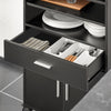 SoBuy FSB09-SCH Carrello Cucina con Ruote e Piano Estraibile per Microonde - Mobiletto con Cassetto, Ripiani e Ante, nero Salvaspazio 92x59x40cm